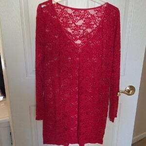 Red Lace Long Sleeve Lingerie